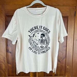 SHEIN Graphic Tee - There It Goes My Last Flying F*ck Skeleton Design T-Shirt